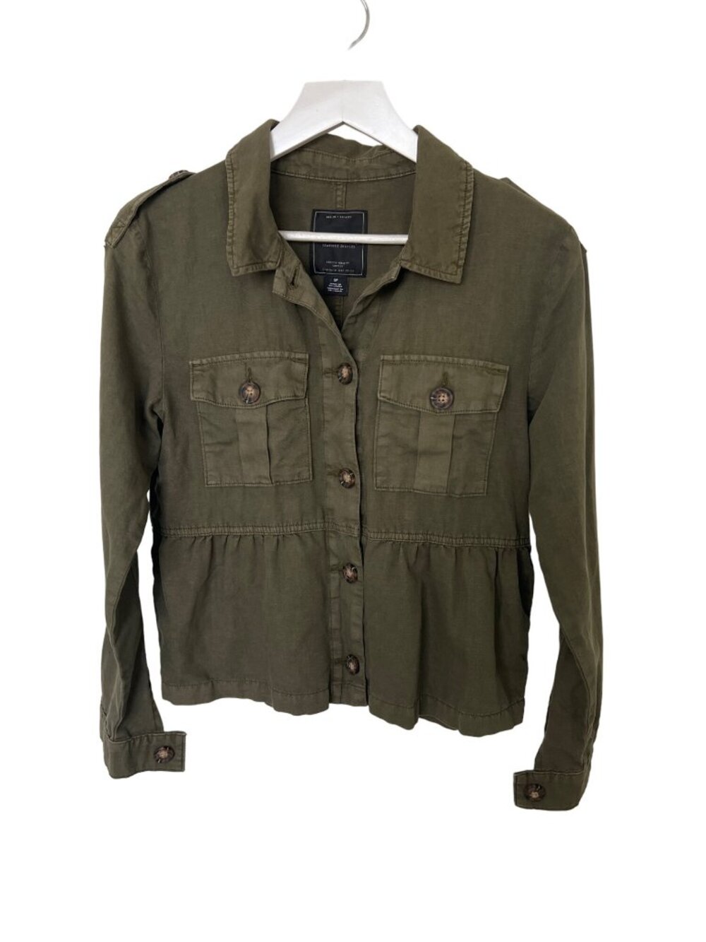Sanctuary Peplum Jacket Army Green Button-Up